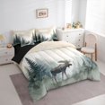 thumbnail image 3 of Homewish Farmhouse Reindeer Moose Bedding Comforter Set 7 Pieces, Woodland Wildlife Animal Full Bedding Set, Watercolor Art Reversible Fitted Sheet Flat Sheet, Ultra Soft Bedroom Decor, 3 of 7