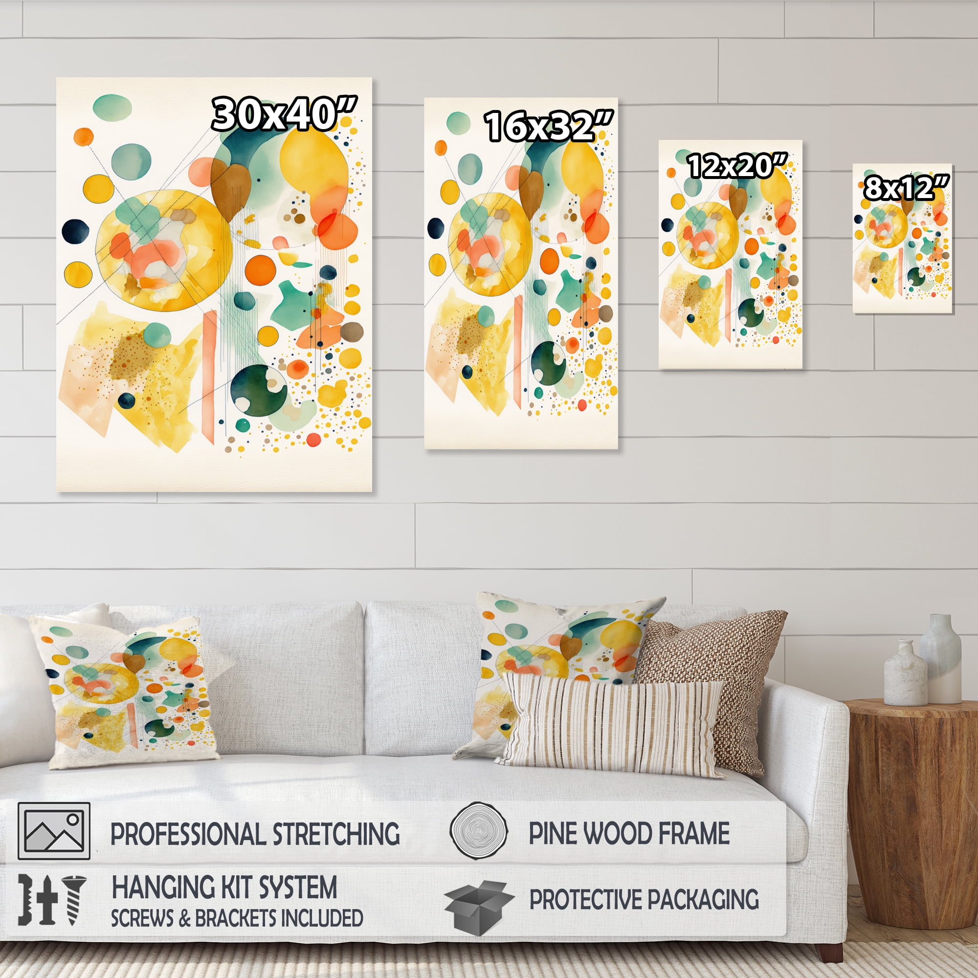 Designart Watercolor Multi Shape Abstract III Canvas Wall Art
