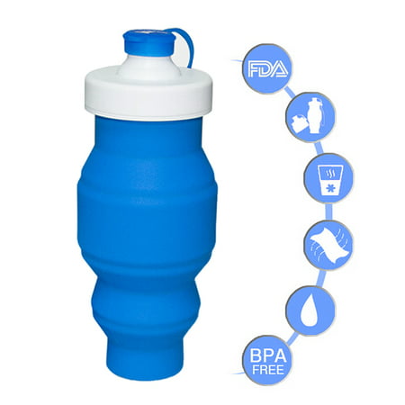 Travel Collapsible Silicone Sport Flexible Water Bottle Foldable Hiking 520 (Best Collapsible Water Bottle 2019)