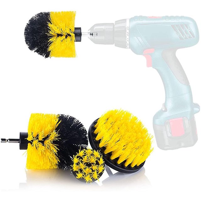 CARBONLIKE Cepillo mediano y rígido de 3 piezas con accesorio para taladro Cepillos para fregar LingWen 8390612767166