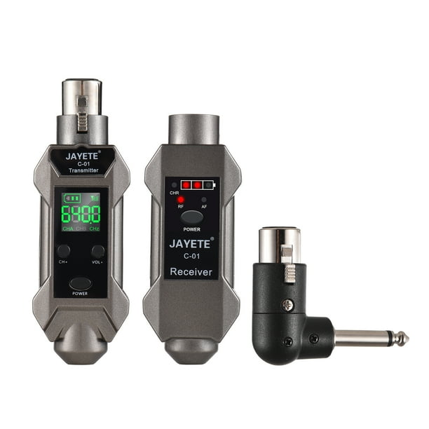 Receptor de audio JAYETE C-01 UHF Convertidor profesional de micrófono con cable a inalámbrico Micrófono Transmisor y receptor 500~980MHz Recepción de transmisión Compatible con micrófono dinámico/con JAYETEC Receptor de audio