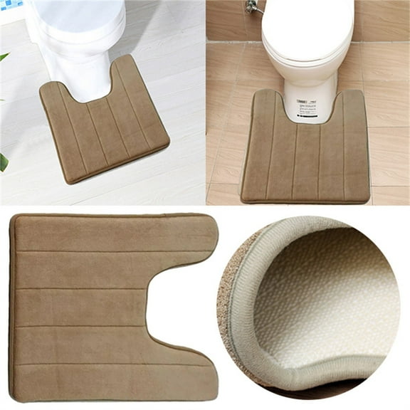 1*U-Shaped Floor Mat Coral Velvet Slow U Shaped Memory Cotton Floor Mat Bathroom Anti Toilet Seat Mat Door Mat Toilet Anti Mat Carpet