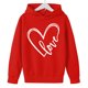 thumbnail image 4 of Sudadera con capucha y estampado de corazón de San Valentín, sudadera de manga larga para niños y niñas, chaqueta para niñas de talla mediana y grande., 4 of 7