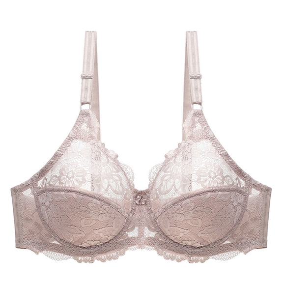WDDDD Women's Lace Push Up Sexy Thin Breathable Bra Khaki 90C