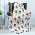 thumbnail image 4 of Colorful Soft Flannel Fleece Throw Blanket, Hand Drawn Sketches Clouds and Hot Air Balloons Kids Playroom Nursery, Cozy Plush for Indoor and Outdoor Use, 60" x 80", Multicolor, by Ambesonne, 4 of 5