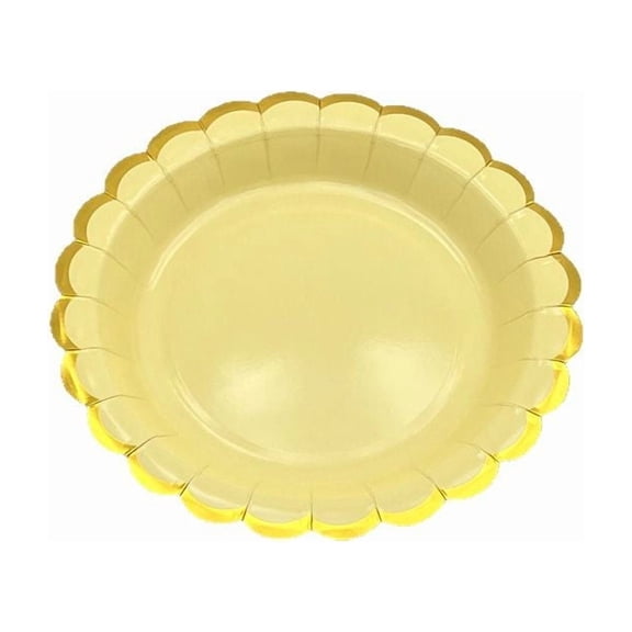 Nvzi 20 piece set of yellow elegant disposable plates, 9-inch holiday party supplies paper plates, Christmas plates, family reunion supplies, and catering supplies
