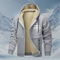 thumbnail image 3 of Mens Jesus Hoodie Zip Up Fleece Lined Heavyweight Hoodie with Zippered Pocket Cross Print Fall Winter Windproof Warm Classic Fit Hoodies Men, 3 of 4