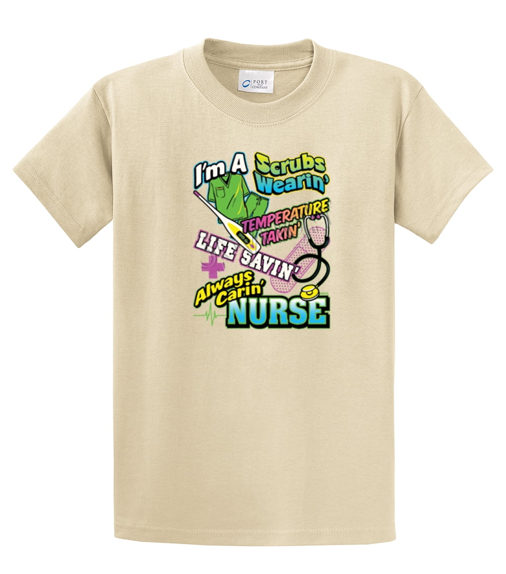 Nurse Short Sleeve T-shirt I'm A Scrubs Wearin' CNA Assistant Plus Funny Tee - Picture 93 of 104