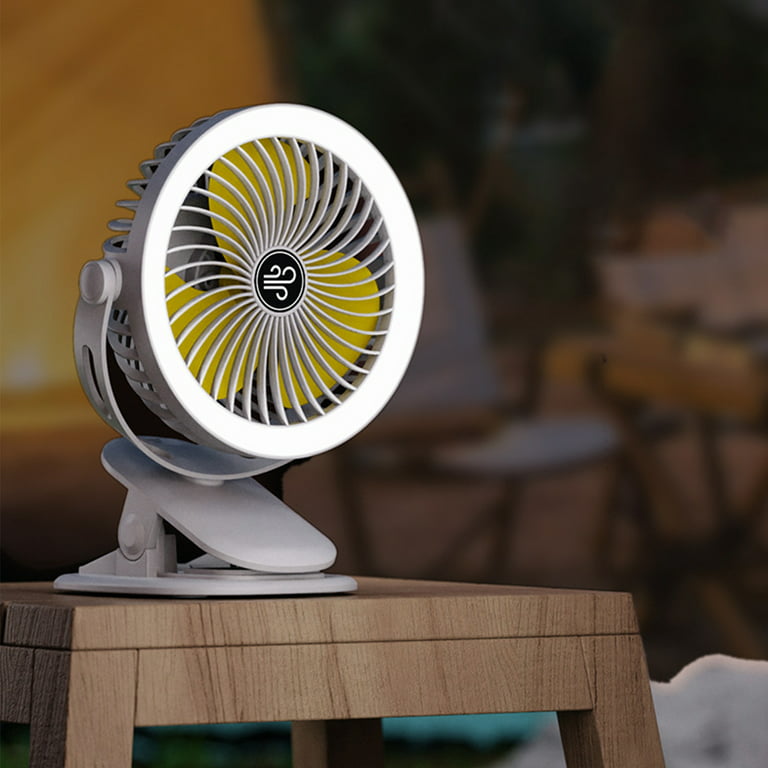 Dropship Clip On Fan With LED Lamp, Rechargeable Desk Fan, 4 Speed  360°Rotating Detachable