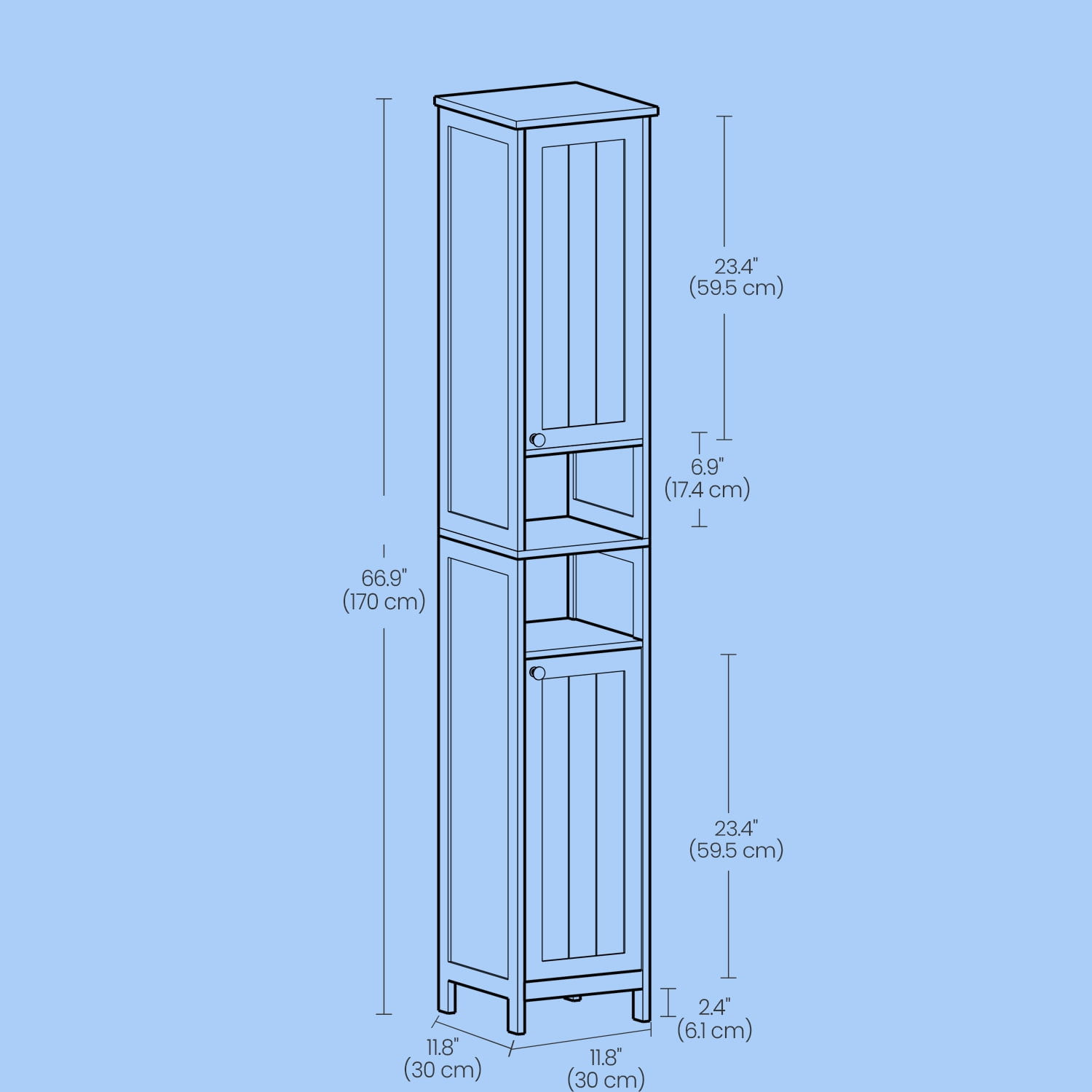 LEDREM Bathroom Storage Cabinet 67" Tall Narrow Wooden Freestanding Cabinet with Automatic Door Lights, Adjustable Shelves,White