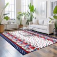 thumbnail image 4 of 3x5 Washable Area Rugs,Independence Day Floral Red Blue Non-Slip Ultra Soft Rug Large Indoor Carpet,Vintage Stars Stripes Floor Rugs for Home Living Room Bedroom Dining Room Office, 4 of 9
