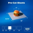 thumbnail image 2 of Fit Meal Prep [500 Pack] 10 x 10.75" Wax Paper Sheets for Food, Interfolded Precut Deli Paper, Pop Up Grease-Proof Sandwich Paper Wraps, Waterproof for Lunch, Food Basket, Microwave Cover, BBQ, 2 of 7