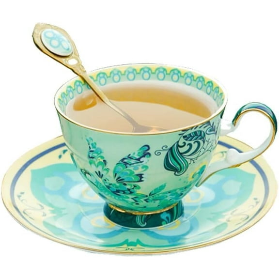 Tea Set, European-Style Bone China Coffee Cup and Saucer English Afternoon Tea Tea Set Ceramic Cup Household Milk Tea Cup