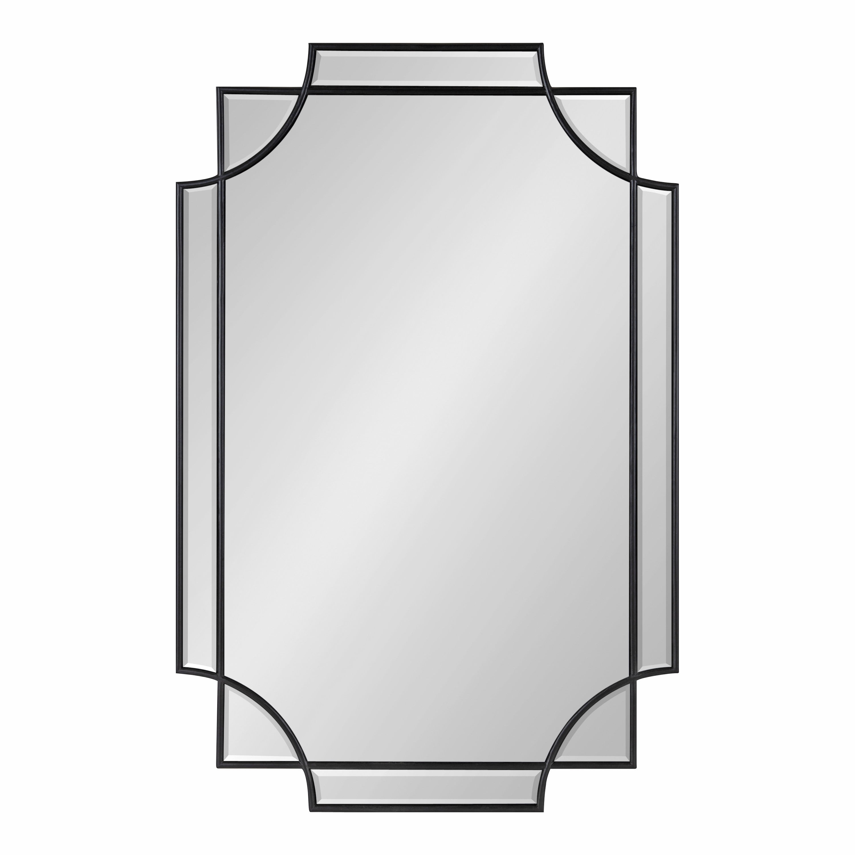 Kate and Laurel Minuette Glam Wall Mirror, 24" x 36", Black, Elegant Traditional Home Decor With A Boho Charm