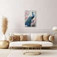 thumbnail image 4 of Blue Peacock Picture Wall Decor Animal Canvas Wall Art Elegant Peacock and Pink Flowers Painting Print Home Decor Frame (Peacock - 2, 12.00" x 18.00"), 4 of 6