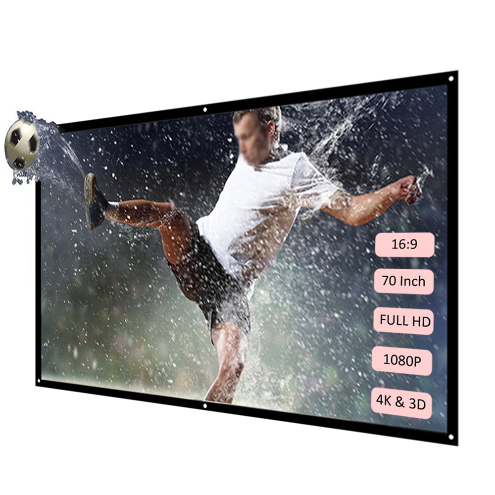 H70 70 Portable Projector Screen Hd 16 9 White Dacron 70 Inch Diagonal Projection Screen Folding Home Theater For Wall Projection Indoors Outdoors Walmart Com
