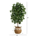 thumbnail image 2 of Nearly Natural 4ft. Artificial Ficus Tree with Handmade Jute & Cotton Basket with Tassels, Green, 2 of 4