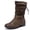 Brown PU205, variant on Love Steetly Women's Extra Wide Width Ankle Boots, Distressed Faux Suede, Slouchy Ruched Upper, Adjustable Back Lace-Up, Low Stacked Heel Casual Boots.