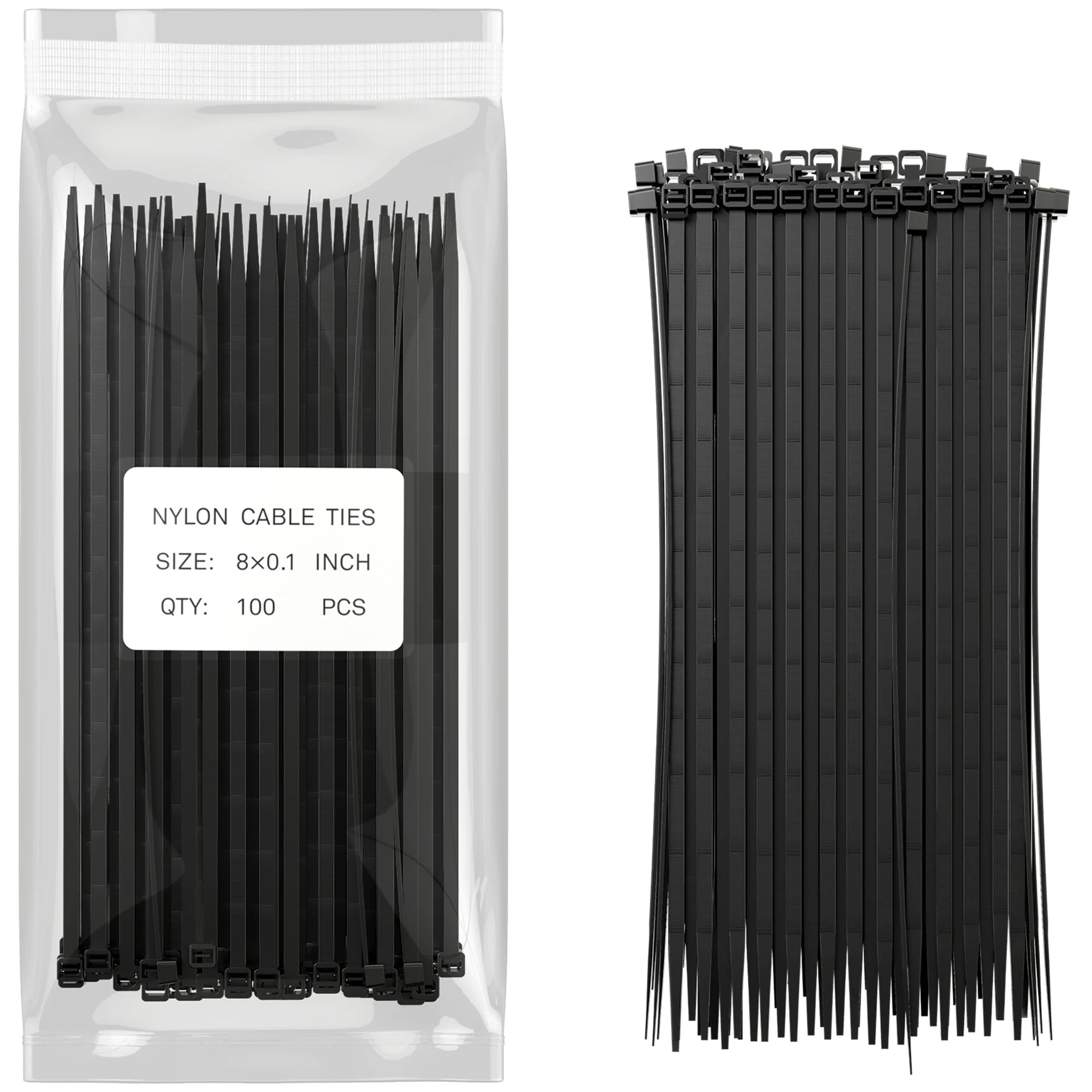6 Inch Black Nylon Cable Zip Ties Self Locking Pack of 100