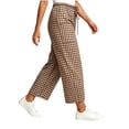 thumbnail image 5 of Asgosdo Women Pants Drawstring High Waisted Grid Straight Leg Loose Fit Soft Breathable Capris Pants with Pockets, 5 of 5