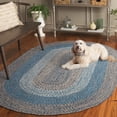 thumbnail image 5 of SAFAVIEH Braided Kent Geometric Machine Washable Reversible Area Rug, Navy/Blue, 5' x 8' Oval, 5 of 17