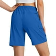 thumbnail image 4 of YUGYXL Womens Cargo Shorts Elastic Waist Hiking Shorts with Zipper Pockets Drawstring Lightweight Shorts Vacation Pants Blue S, 4 of 9