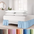thumbnail image 3 of Ruffled Light Blue Full Bed Skirt – Hotel-Quality Ruffles for Full Beds with 18 in. Drop – Elastic Wrap Around Dust Ruffle Full Bedskirt, 3 of 5