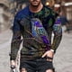 thumbnail image 2 of Camiseta de diario unisex para hombre Estampados gráficos en 3D Tops de manga larga Casual Bloue Pompotops oipoqjl3965, 2 of 8