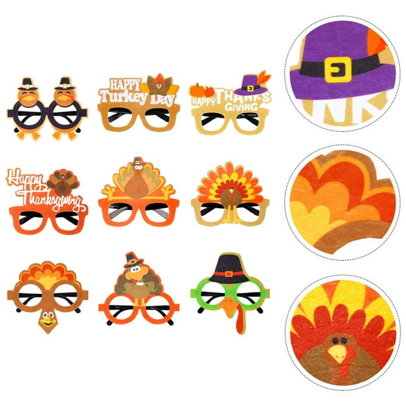 MUSEYA Back to School Thanksgiving Party Eyeglasses with Lovely Decor for Festive Atmosphere Assorted Color PC and Felt Cloth