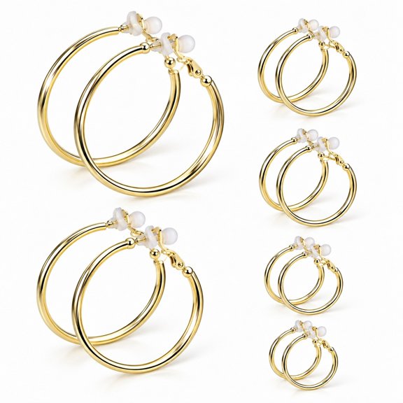 stcellnmex Clip on Hoop Earrings Gold Non Piercing Earrings Set for Women