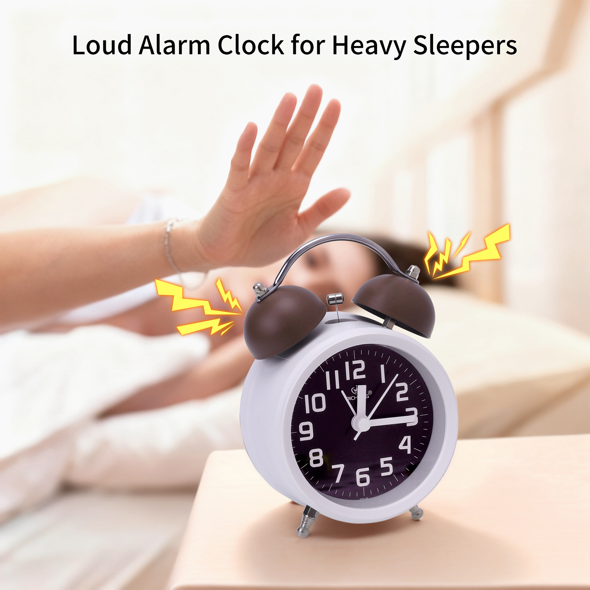 Unique Bargains Classic Mechanical Alarm Clock Bedroom Blue 3.3"L x 2.2"W x 5.1"H