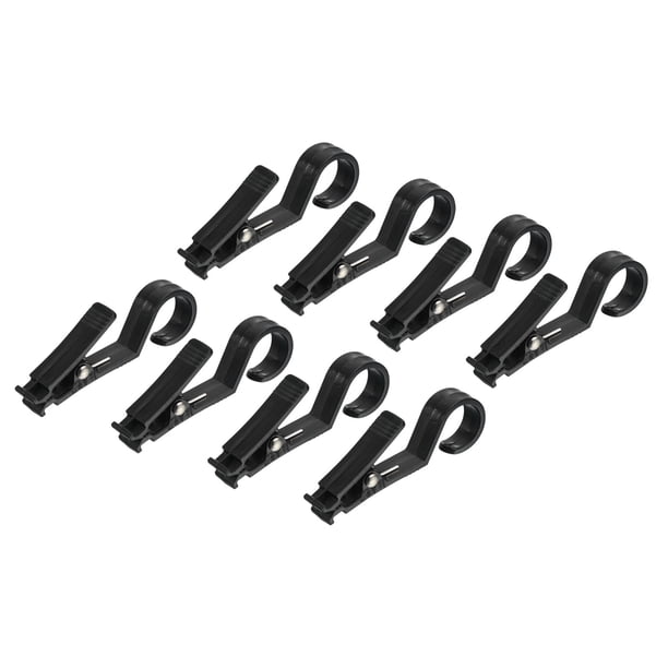 Clip de toldo multifuncional Uxcell, gancho de luz para camping, accesorios, negro, paquete de 8