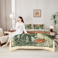 thumbnail image 4 of Castle Fairy Retro Print Fishing Bear King Bedding 7pcs,Snow Pine Mountain Salmon King Bed in a Bag,Green Cream Red,Reversible, 4 of 7
