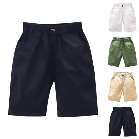 Paiwinds Toddler Boys Fashion Solid Color Casual School Uniform Cargo Shorts with Pockets Soft Cotton Pants