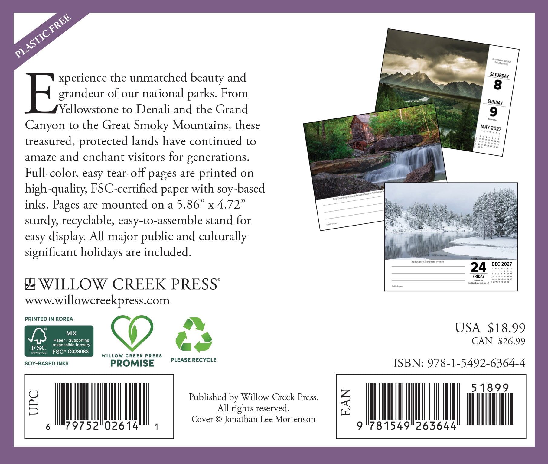 Willow Creek Press, National Parks 2027 Box Calendar