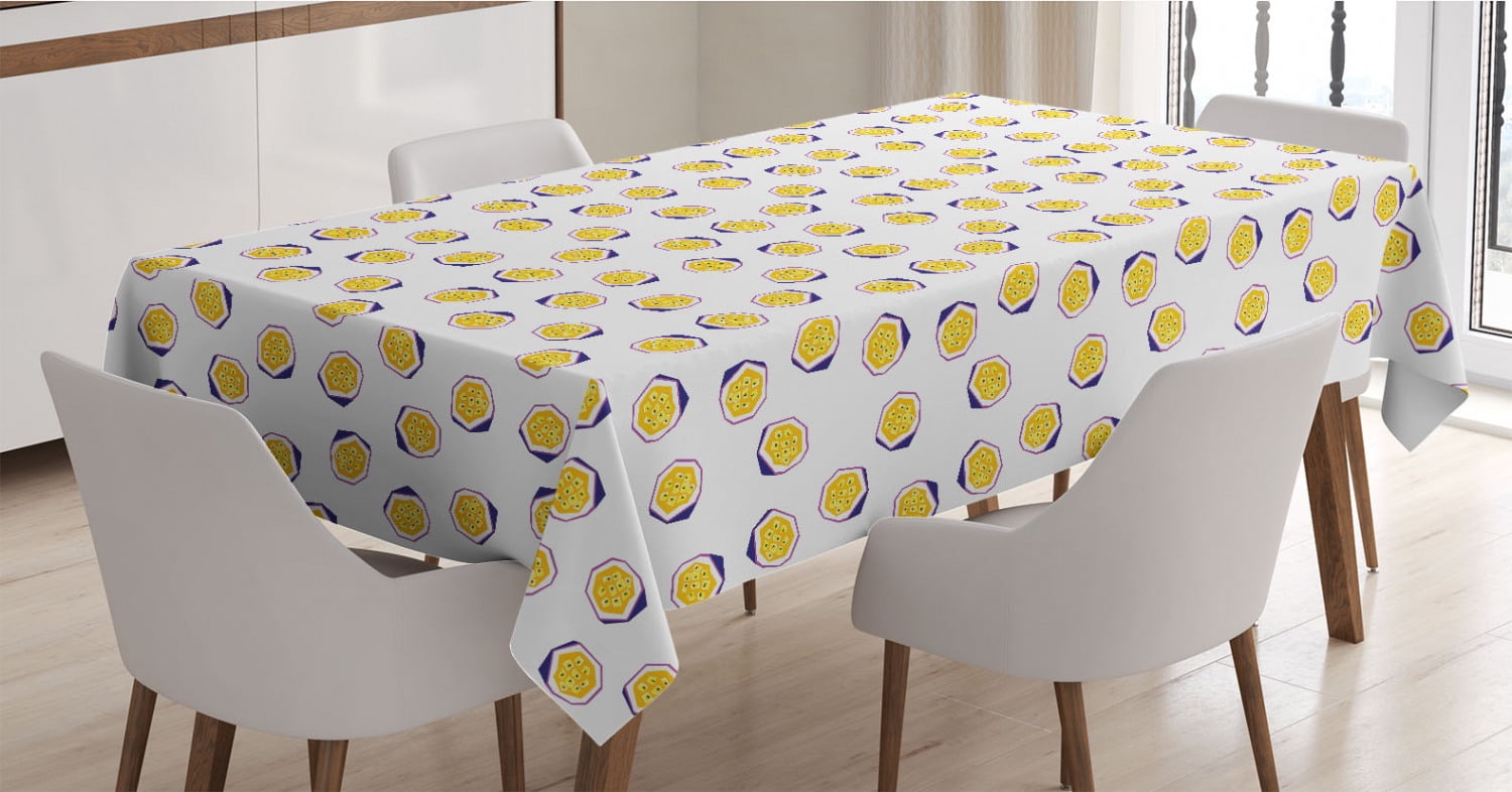 Yellow White and Indigo Rectangle Satin Table Cover Accent for Dining Room and Kitchen Ambesonne Fruit Tablecloth 60 X 90 Abstract Geometrical Passion Fruit Silhouettes on a Plain Background Yellow White and Indigo Rectangle Satin Table Cover Accent for Dining Room and Kitchen Ambesonne Fruit Tablecloth 60 X 90 Abstract Geometrical Passion Fruit Silhouettes on a Plain Background