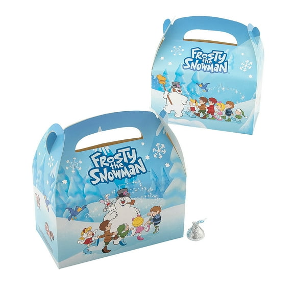 6 1/4" x 5 1/4" Frosty the Snowman Cardstock Favor Boxes - 12 Pieces