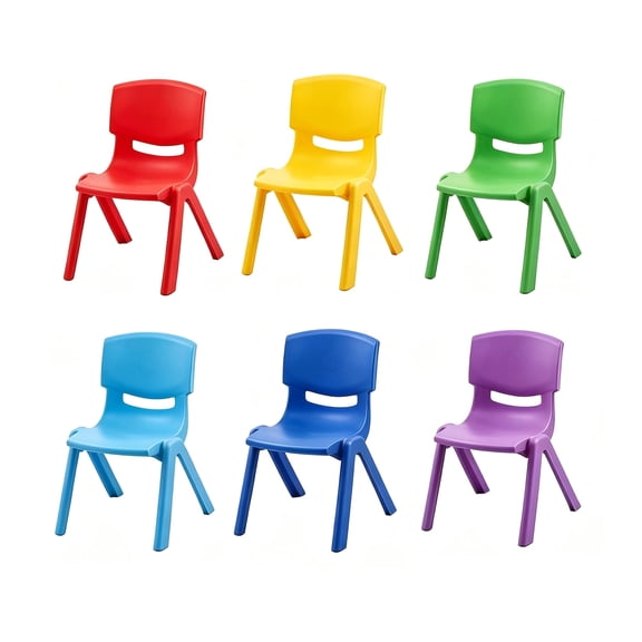 ICEELF 6-Piece Stackable Kids School Chairs, Plastic Toddler Chairs with 11'' Seat, Flexible Classroom Seating for School, Daycare, Dark Colors