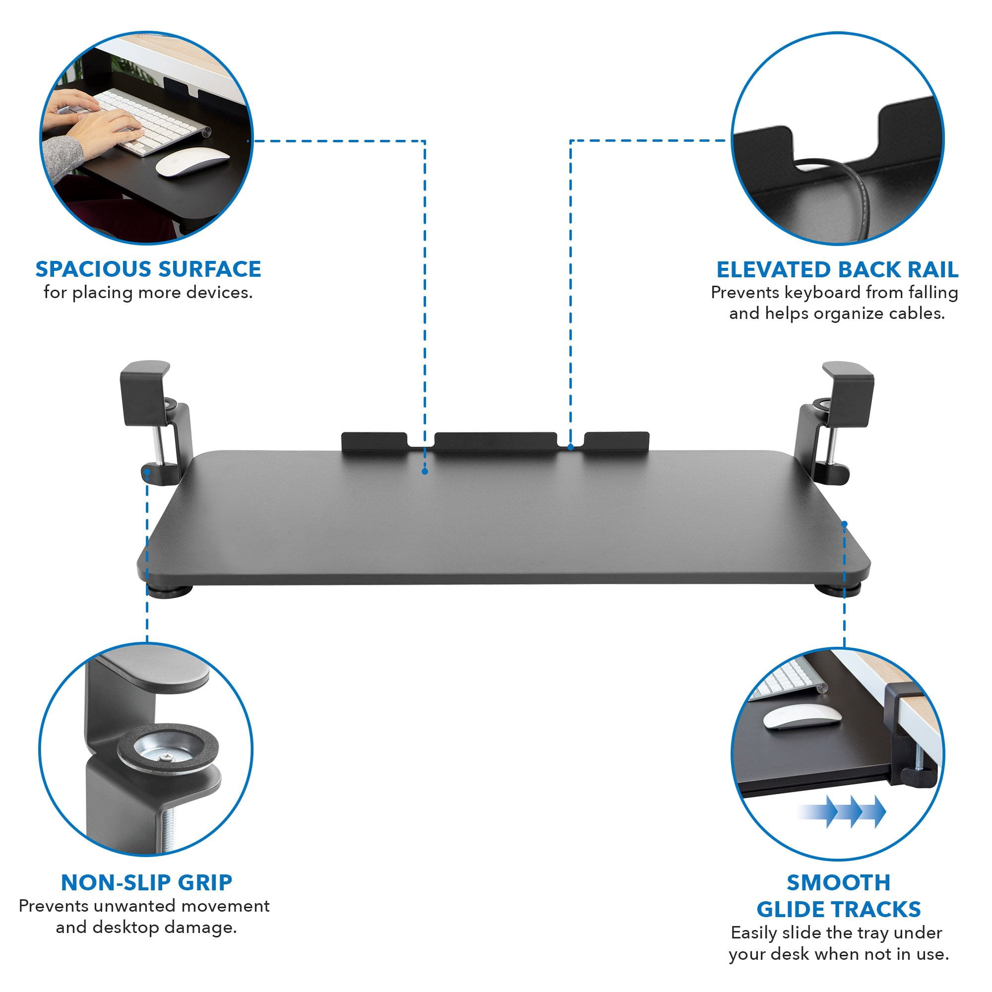 Mount-It! Clamp-On Adjustable Keyboard and Mouse Tray