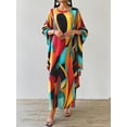 thumbnail image 2 of OYYN Women's Abstract Print Batwing Sleeve Loose Maxi Dress Oversized Kaftan Caftan Gown for Beach Vacation Casual Wear, 2 of 6