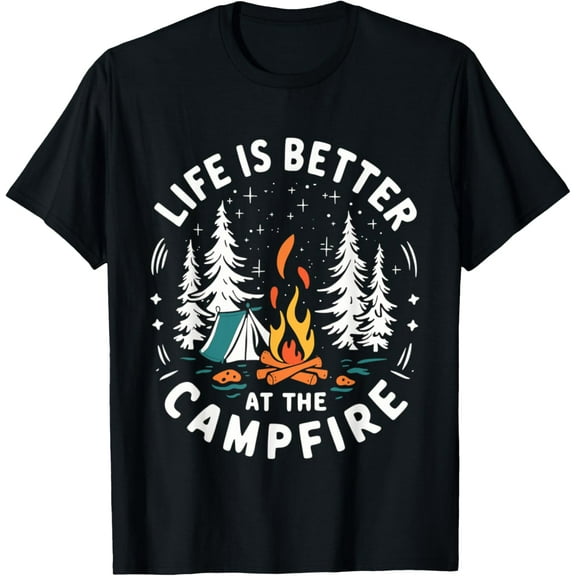 Life Is Better At The Campfire Funny Camping Vintage Funny Gifts Lover Camping T-shirt