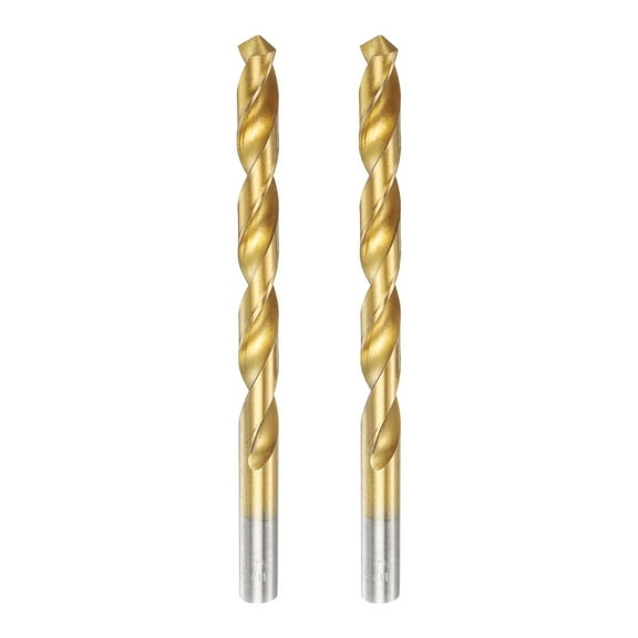 2pcs Titanium Twist Drill Bit 11/32" Drilling Dia High Speed Steel Drills for Hardened Metal, Stainless Steel, Cast Iron, Wood, Plastic