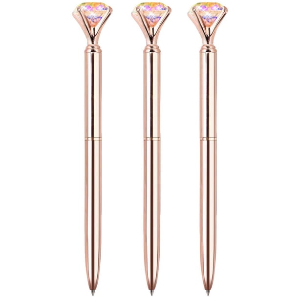 3 bolígrafos de diamante de oro rosa mejorados con gran