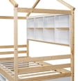 thumbnail image 5 of PORKISS Twin House Bed, Wood Platform Bed with Roof Frame and Beside-Shelves, Under Bed Storage Unit for Kids, No Box Spring Needed, Natural, 5 of 12