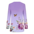 thumbnail image 7 of Viikei Long Sleeve Tshirts Women,Women's Spring/Summer Floral Printed Round Neck Long Sleeve T-shirt Purple XXXL, 7 of 7