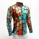 thumbnail image 1 of Camisa de hombre con diseño geométrico abstracto de talla grande, camisas hawaianas de manga larga, camisa informal de moda para hombre y mujer, blusa de calle nueva 2025, 1 of 6