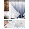 thumbnail image 3 of No Hook Cloth Fabric Shower Curtain with Snap in Liner, Blue White Waterproof Shower Curtains Set with See Through Top Window, Ombre Gradient Striped Minimalist Texture Bath Curtains Shower 66"x72", 3 of 6
