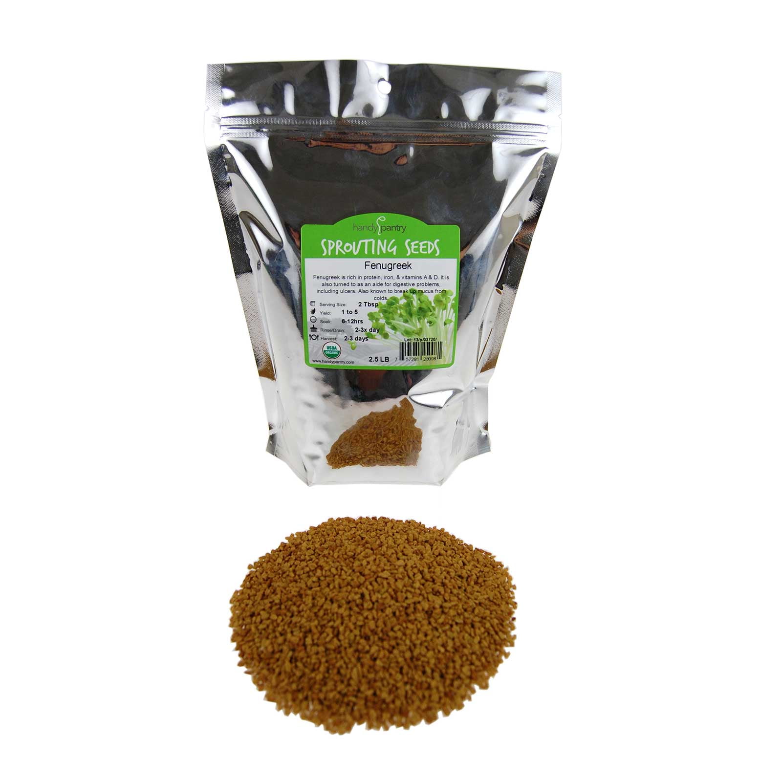 Organic Fenugreek Sprouting Seeds 1 Lb Handy Pantry Brand For Sprouts Grinding Indian Spices Food Storage More