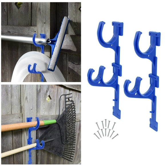 Hooks 2Pcs Telescopic Pool Hanger Rod for Cleaning Appliances Great Storage Solution for Outdoor and Indoor Use