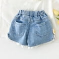 thumbnail image 5 of Jeans Shorts for Girls Size 7 to 8 Floral Elastic Waist Lace Trim Denim Shorts Wide Leg Relaxed Pants, Blue, 4 Years, 5 of 5